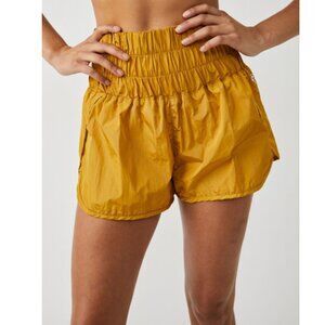 Free People Movement The Way Home Shorts Medium Golden Honey Yellow Hight Waist